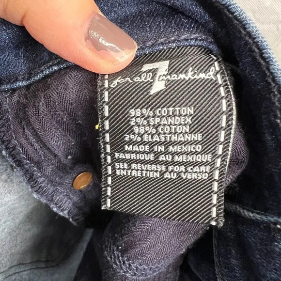 7 For All Mankind Destructed Dark Wash The Skinny Denim Jeans Sz‎ 26 - Picture 9 of 10